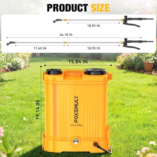 Battery Powered Backpack Sprayer for Dewalt 20v Max Battery, 5.3 Gallon | 100 PSI Electric Weed Sprayer, Yard Graden Sprayer with Telescopic Wand, 7 Nozzles, Backpack Sprayer 20v (No Battery) view 5