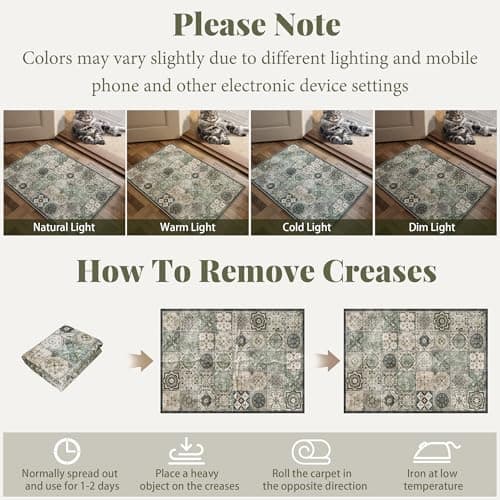 NoiFamo Machine Washable Entryway Small Area Rugs: Soft Non-Slip LowPile Door Mat Indoor Entrance 2x3 ThrowRug for High-Traffic Areas Kitchen, Hallway, Farmhouse Decor view 4