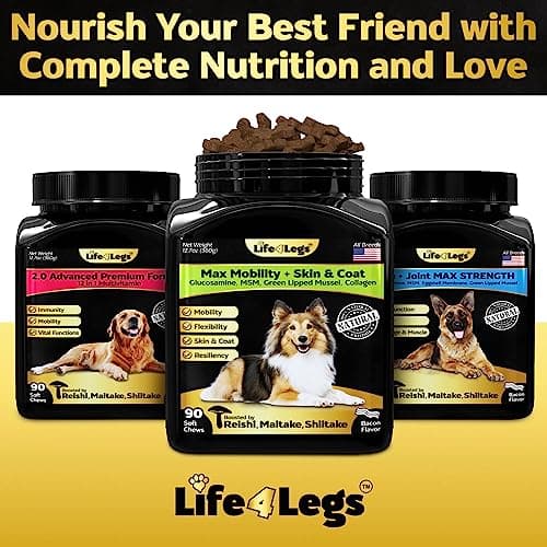 Life4Legs - Hip and Joint Chews for Dogs + Skin and Coat Supplement - Dog Joint Pain Relief Treats - Glucosamine, Chondroitin, MSM, Hemp Oil, Turmeric, Omega 3 for Dogs, Mobility Dog Health Supplies view 7