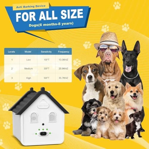 Xteamo Effective Anti Barking Deterrent - 3 Adjustable Levels Bark Control Device, 50FT Waterproof Outdoor Tool for Small/Medium/Large Dogs view 6