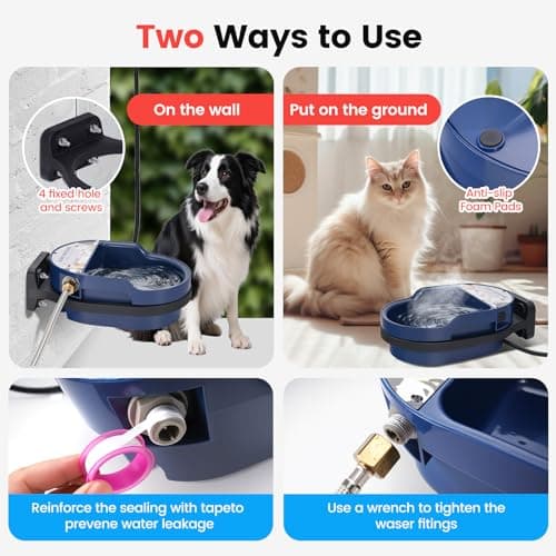 JLUHYANN 2.5L Heated Water Bowl for Dogs, Outdoor Heated Dog Bowl Thermostatic Control Heated Pet Bowl for Outside Heated Chicken Waterer Heated Pet Waterer for Chicken, Duck, Goose, Rabbit view 6