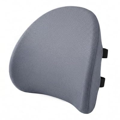 MXPOLY Lumbar Support Pillow for Office Chair & Car Seat - Temperature Stable Memory Foam for Lower Back Pain Relief, Non-Slip Back Cushion with Dual Straps for Desk Workers & Drivers (Grey)