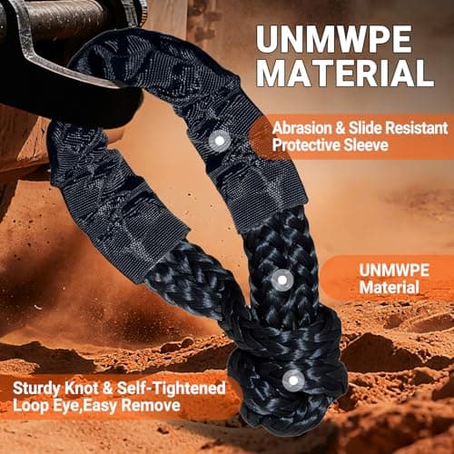 Brobantle 1/2" x 22 Inch Black Synthetic Soft Shackles for Kinetic Recovery Tow Rope,56,000Lbs Breaking Strength for ATV UTV SUV Truck Off-Road Vehicle Recovery view 3