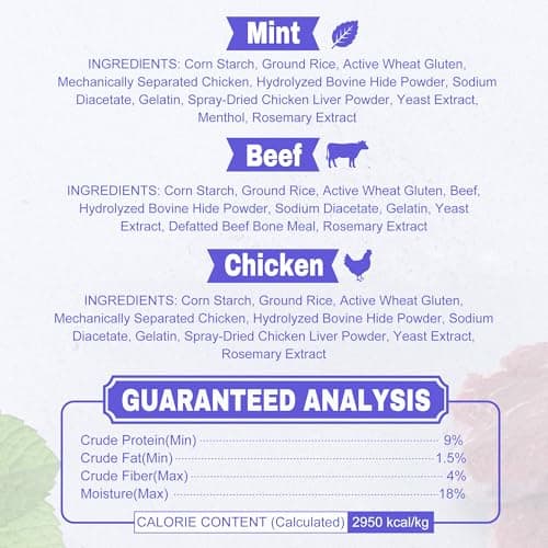 PETPHABET Dental Chews for Dogs, 3 Flavor Dog Dental Treats Fresh Mint Chicken & Beef Flavor for Medium Large Breed, Teeth Cleaning Chew Sticks for Bad Breath and Tartar Control, 15 Count Variety Pack view 6