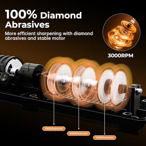 Kitchen Professional Electric Knife Sharpener: 3-Stage 100% Diamond Abrasives Knife Sharpeners with 15° Precision Angle Electric Steel Sharpening Tool to Restore/Polish Chef Knives view 3