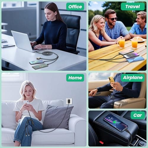 Travel Vacation Essentials USB C Multi Charging Cable, 2Pack 4FT Nylon 3-in-1 Charging Cord for Multiple Devices with Type C/Micro/IP Port, Universal Charger Cable for Cell Phone, Galaxy 25, iPad view 6