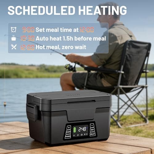 Carsolt Cordless Electric Lunch Box for Adults, 1.2L Rechargeable Heated Lunch Box for Men with APP Control, Portable Self-Heating Food Warmer with Scheduled Automatic Heating, Max 248°F view 3