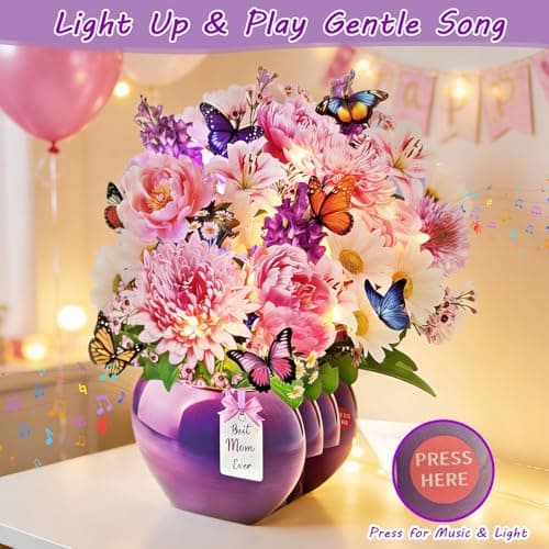 Rayilyn Mothers Day Cards with Music & Lights, 3D Pop Up Greeting Card, Forever Butterfly Bouquet, 9.5 Inch Life Sized, Birthday Gifts for Mom, Women, Wife, Grandma view 2