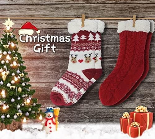 BenSorts Women Winter Thick Slipper Socks with Grippers Non Slip Warm Fuzzy Socks Christmas Gifts view 6