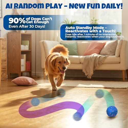 Fsitego Smart Interactive Dog Toy Ball – Automatic Moving, Bouncing & Rolling, 3 Modes, Chew-Proof E-TPU Shell, Waterproof, Rechargeable, for Medium and Large Dogs, Light Blue view 3
