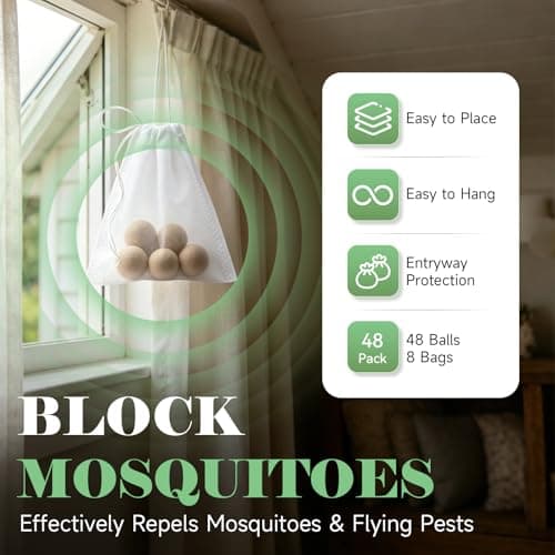 Mosquito Repellent Balls for Patio, Natural Mosquito Deterrent 48 Balls | Natural Mosquito Control for Home, Camping, Travel, Garden & Outdoor Spaces,Keep Mosquito Away view 3
