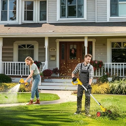 20V Cordless Weed Wacker and Leaf Blower Combo Kit with 2 Batteries, Electric String Trimmers with 11 Pcs Blades for Makita Battery Grass Trimmer Lawn Mower Eater Brush Cutter Yard Garden Tool YellowC view 2