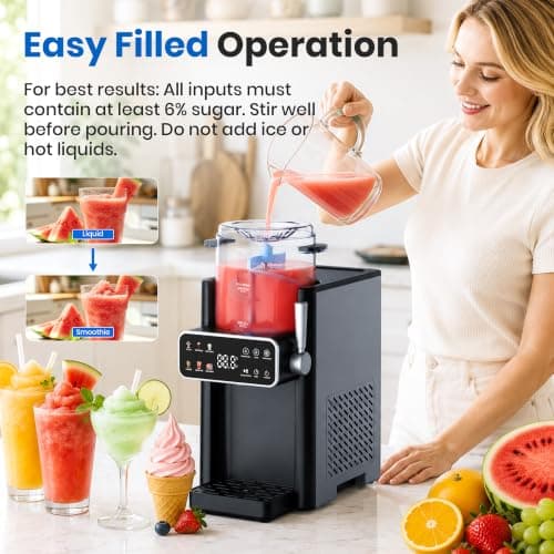 Slushie Machine for Home, Ice Cream Maker, 6 Presets, No Ice Needed, Black view 3