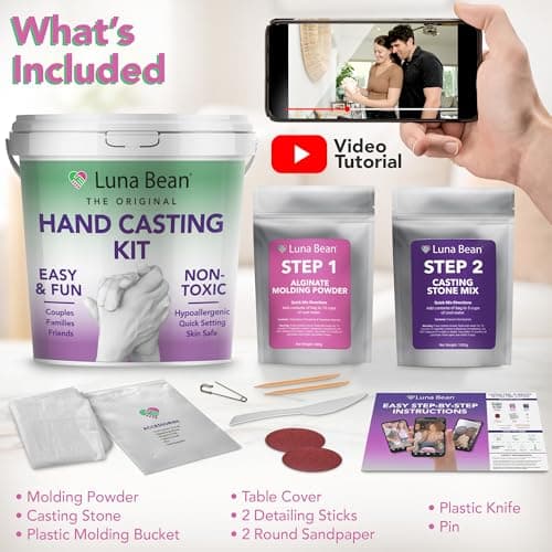 Luna Bean Hand Casting Kit – The Original Hand Mold Kit – Mothers Day Gifts for Mom - Anniversary Engagement Gifts for Women Men Couples Wife Boyfriend Girlfriend Wedding Bridal Shower view 6