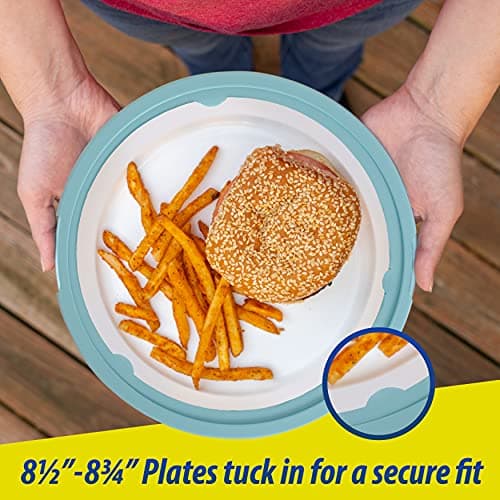 Besti Reusable Plastic Paper Plate Holders 10 Inch, 20 Piece Round Plastic Paper Plate Holder Set with Snap-In Grooves, Dishwasher Safe, 4 Assorted Colors view 4