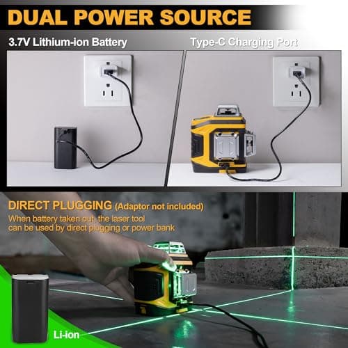 PREXISO Rechargeable 360° Self Leveling Green Laser Level with Tripod, Magnetic Base, Glasses - For Construction, Tile, Home Renovation view 3
