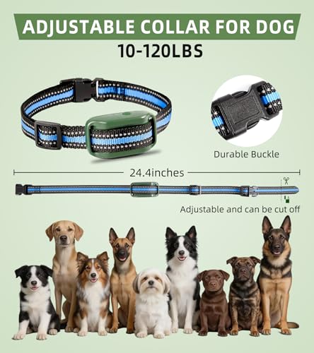 Shock Collar for Dogs, 4200FT Dog Training Collar with Remote for 15-120lbs Small Medium Large Dog, IP68 Waterproof Rechargeable E Collar with 3 Training Modes: Beep, Vibration, Safe Shock（Green） view 5