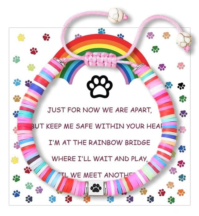 QIRUIMI Pet Memorial Gifts, Rainbow Bridge Bracelet for Beloved Dog Cat, Memorial Bracelet for Women Men Who Lost Pets, Pet Sympathy Gift — image 1