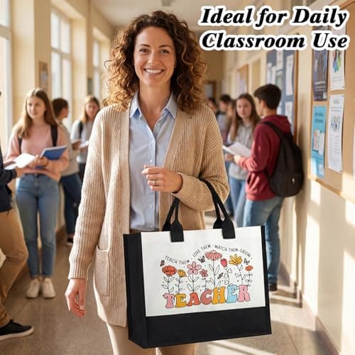 BESARME Teacher Appreciation Gifts Women Set of 10 Tote Bag Zippered Pouch Bookmarks Bracelets Pens Card Scrunchie Keychain Wristlet- End of Year Thank You Gifts Teacher Retirement Birthday view 2