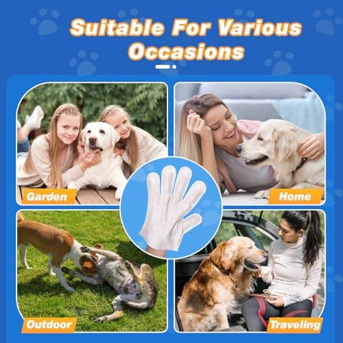 GIXSEGIE Pet Glove Wipes for Dogs and Cats, Deodorizing Cleaning Gloves, Hypoallergenic Coconut Oil Grooming Wipes, Individually Wrapped, for Pet Dry Cleaning, Daily Care and Travel, 9 Pcs view 7