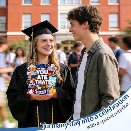 FaCraft Funny Graduation Cards - Gen Z Slang You Ate That Rizz GOAT No Cap Periodt Facts - Handmade Aesthetic 5-Layer Pop Up Graduation Card for Bestie Son Daughter High School College Class of 2026 view 2