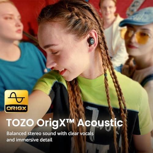 TOZO A1 Wireless Earbuds Bluetooth 5.3 Light Weight in Ear IPX5 Waterproof Headphones 2 Mic for AI Calls, Immersive Premium Sound Bass Headset with Charging Case, 32 Presets EQ Customization via App view 3