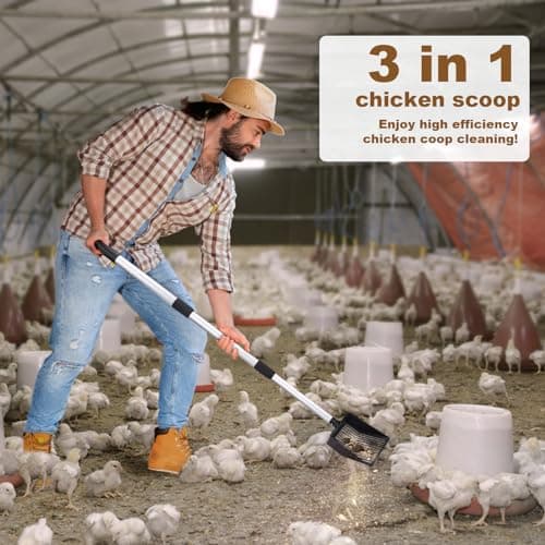 Mity rain Chicken Coop Accessories, 3 IN 1 Adjustable Chicken Scooper for Cleaning, Sifting Shovel for Chicken Coop Separating Poo and Debris from Sand, Chicken Litter Scoop Supplies view 2