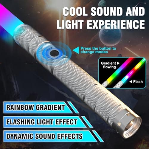 JOINBO Light Up Swords Saber with RGB Colors,Dueling Light Sword for Adults and Kids,FX Sound （Motion Sensors and Metal Hilt,Type-C Rechargeable,Halloween Xmas Toys Present,Galaxy War Fighters view 2