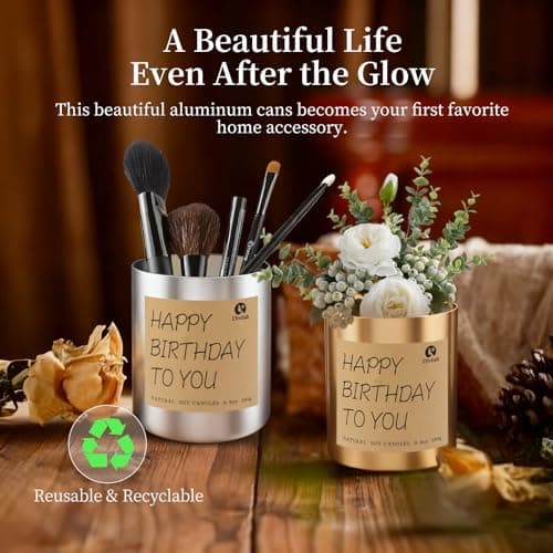 Divilah Birthday Candles Gifts for Women Men, Handmade Soy Scented Candle Aromatherapy Happy Birthday Gift for Mom, Dad, Sister, Teacher, Friends, Daughter Son, English Pear Freesia Candle, 9.9oz view 7