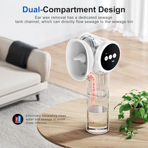 Upgraded Ear Wax Removal, Electric Ear Cleaner with Mild Drying, Safe & Gentle Automatic Ear Cleaner, Cleaning with Dual-Compartment Design, Electric Ear Wax Removal 5 Pressure Settings, IPX7, White view 5