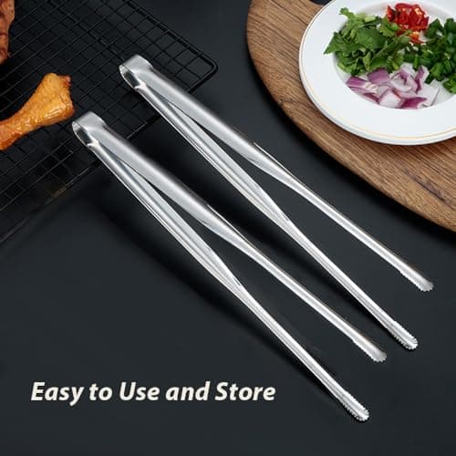2 Pcs Korean BBQ Tongs Kitchen,Stainless Steel Meat Grill Tong For Cooking Portable Kitchenware Grill Tongs for Home Outdoor Steak Salad Food view 2