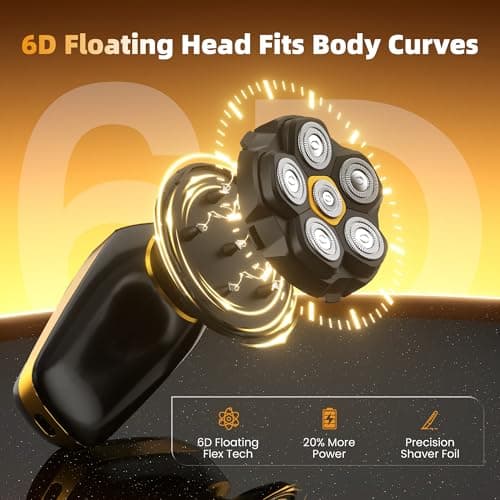 Back Shaver for Men: Long Foldable Handle Electric Back Razor with 6D No-Scratch Shaving - Waterproof Grooming Kit for Body/Beard/Head/Face Hair Removal, Gifts for Husband Dad (Black) view 2