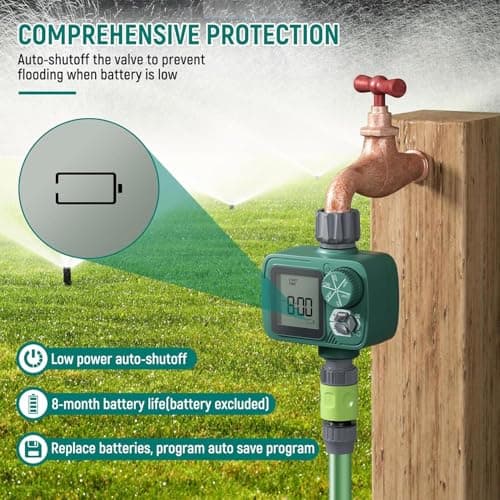 Sprinkler Timer: Programmable Hose Timer with Rain Delay/Manual/Automatic Watering System, Water Timers for Garden Hose, Digital Drip Irrigation for Yard Lawn Outdoor (1 Outlet) view 6