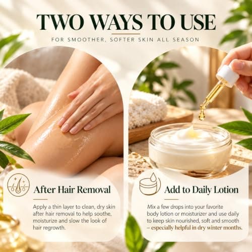 HASCURI Cyperus Rotundus Hair Reduction Oil, 100% Plant Oil Formula, Helps Slow Hair Regrowth, Moisturizes & Softens Skin, Post Hair Removal Body Oil, 2 Fl Oz / 60 mL view 3