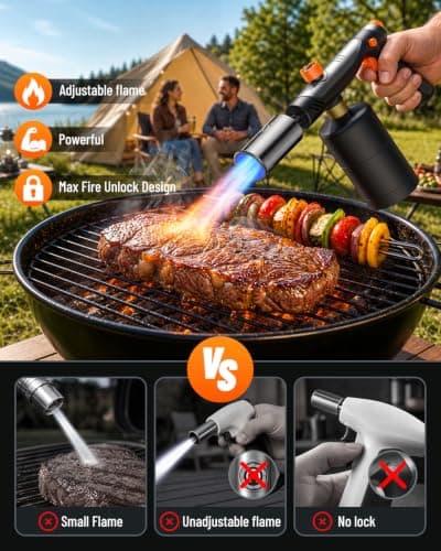 Propane Torch Gun, 3272°F Adjustable Flame Thrower with One-Touch Max Fire view 5