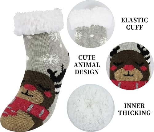 BenSorts Kids Slipper Socks Girls Boys Warm Fuzzy Fleece Christmas Socks Gift Stocking Stuffers view 5