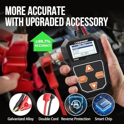 KONNWEI KW208 12V Car Battery Tester, Battery Load Tester Automotive 12V Alternator Starter Tester Digital Auto Battery Analyzer Charging Cranking System Tester for Car Truck Marine Motorcycle Boat view 3
