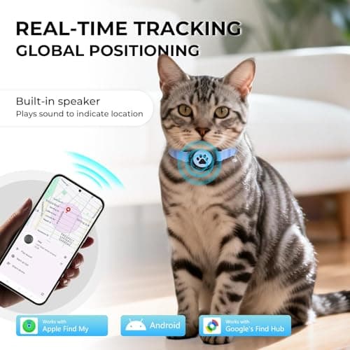 GPS Cat Tracker Collar with Finder Tag , Bluetooth Pet Location Blue 1Pack | Real-Time Activity tracking ,Adjustable‑Lightweight Design, Works with IOS and Android, Waterproof, 365-Day Long Battery Life view 4