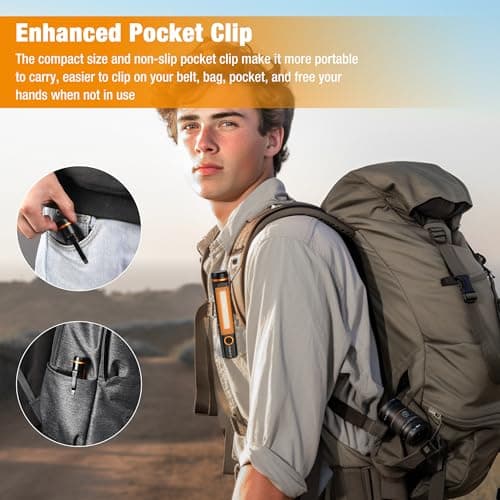 EverBrite Rechargeable LED Emergency Flashlight, 500 Lumens Pocket Flashlight, USB-C Cable, 7 Modes Handheld Flashlights with COB Sidelight, Magnetic Base, Pocket Clip, Light for Camping, Emergency view 6