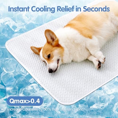 TIMSUNBER Dog Cooling Mat - Instant Cooling Pet Bed for Dogs & Cats, 6-12°F Drop, Non-Toxic & Machine Washable, Anti-Slip Bottom, Cool Mat for Indoor & Travel Use Light Gray 24" x 18" view 5