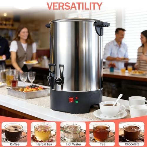 Large Commercial Coffee Urn 160 Cup Percolate Coffee Maker Stainless Steel Hot Beverage Dispenser with Cool-Touch Handles, Quick Brewing for Catering, Business, Church, Restaurant, Wedding, Gathering view 7