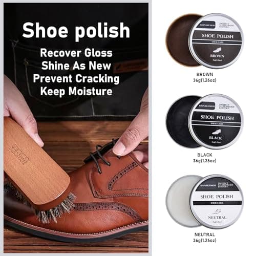 RAPSAKEMOH Shoe Polish Kit, Horsehair Brush Shoe Shine Kit For men, Shoes Boots Care Brushes Polish Kit view 4