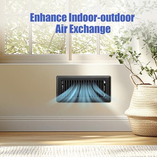 Floor Register 4x10, Floor Vent Covers for Home Floor, Sidewall, Heavy Duty Steel Walkable Floor Grates, Adjustable Air Vent Covers Rust Proof Finish, 4" x 10'' Floor Vent, 6 Pack, Black view 6