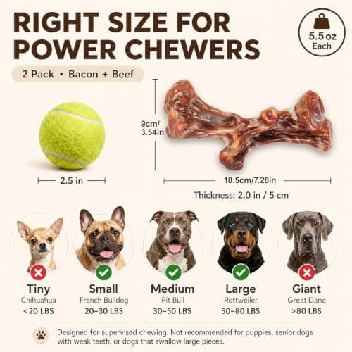 Dog Chew Toys for Aggressive Chewers - 2 Pack Indestructible Dog Toys, Beef and Bacon Flavored Tough Nylon Dog Bones for Aggressive Chewers, Medium Large Breed Dogs to Keep Them Busy view 2