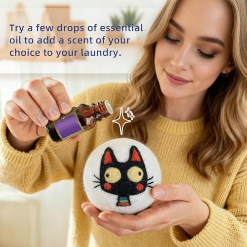 Reusable Wool Dryer Balls, 3.2-inch Handmade Felted Wool Balls (3-Pack), Softens Clothes, Naturally Reduces Drying Time and Static Electricity view 5
