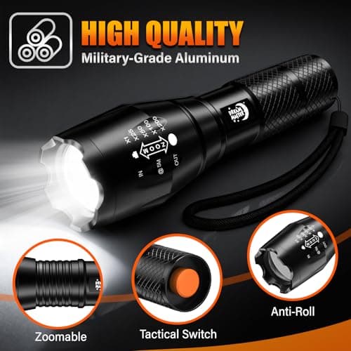 Dream Master Stocking Stuffers Men,2 Pack LED Flashlights High Lumens with 6 AAA Batteries,5 Modes Mini Waterproof Tactical Bright Flashlight Camping Hiking,Mens Gifts Christmas,Gifts Men Dad view 7
