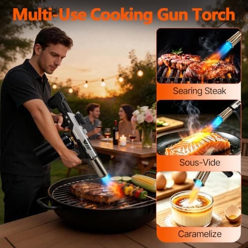Long Reach Propane Torch Gun Flame Thrower One-Touch Max Fire | Gift for Men Dad, Adjustable Flame Blow Torch for BBQ Grill, Charcoal Starter,Searing Steak,Campfire (Tank Not Included) view 2