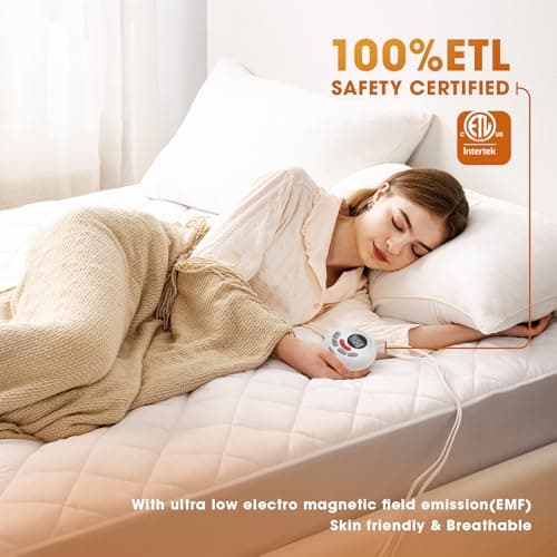 Heated Mattress Pad Twin XL Size,Electric Mattress Pad with Preheat Functions, Bed Warmer with 12 Heat Settings Controller & 1-12 Hours Auto Shut Off, Machine Washable(39"x80",White) view 4