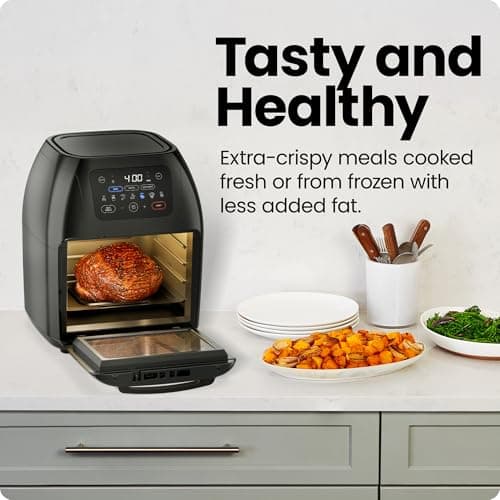 CHEFMAN Multifunctional Digital Air Fryer+ Rotisserie, Dehydrator, Convection Oven, 17 Touch Screen Presets Fry, Roast, Dehydrate, Bake, XL 10L Family Size, Auto Shutoff, Large Easy-View Window, Black view 4