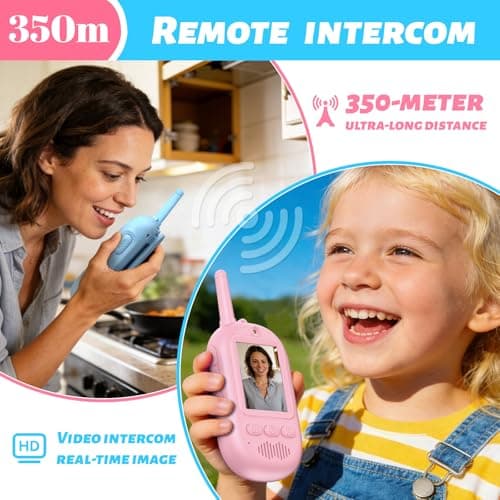 Video Walkie Talkies for Kids, 2 Pack Rechargeable Long Range Video Kids Walkies Talkies with Voice Changer, Outdoor Camping Hiking Indoor Play Toys Birthday for Boys and Girls Ages 3-12 view 3
